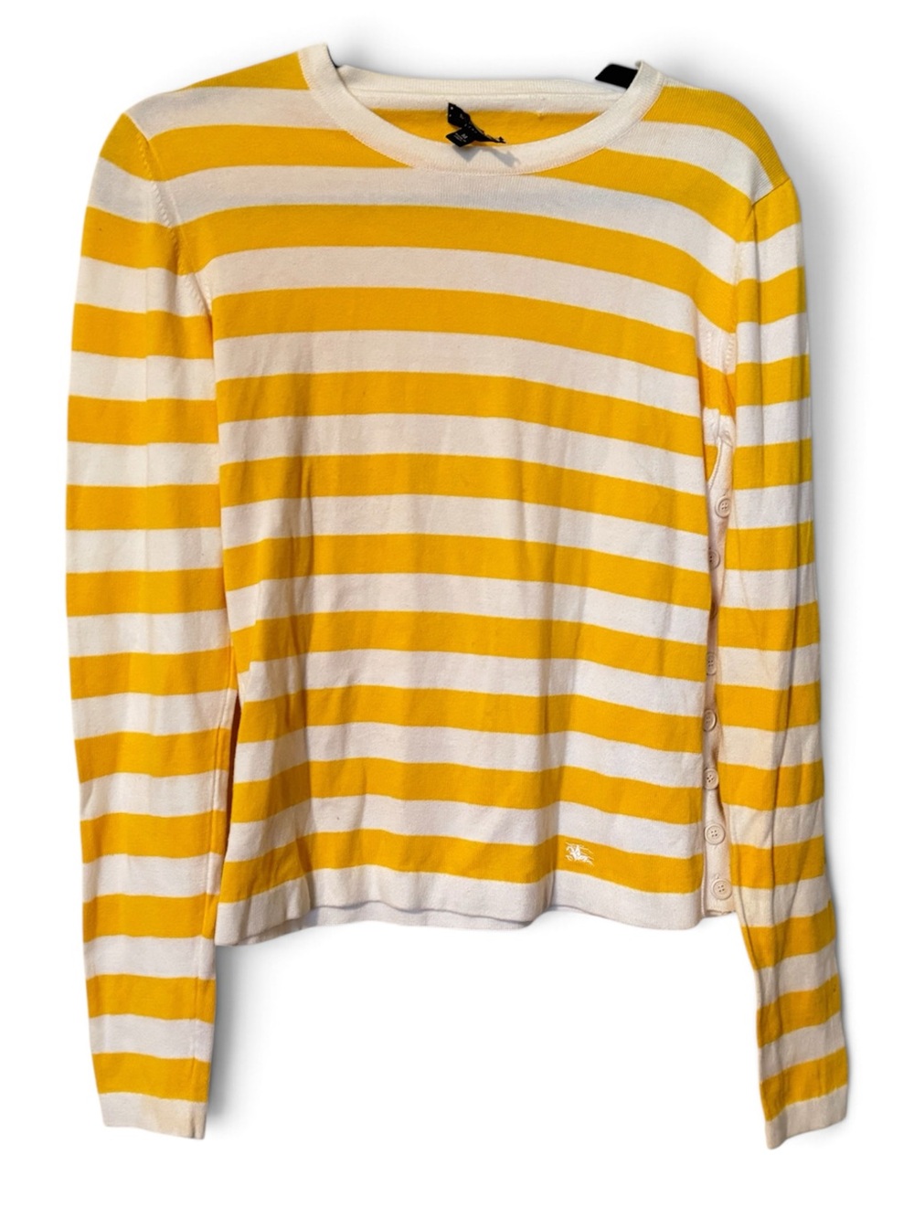 BURBERRY Striped Yellow and Cream Long-Sleeve Women's Top